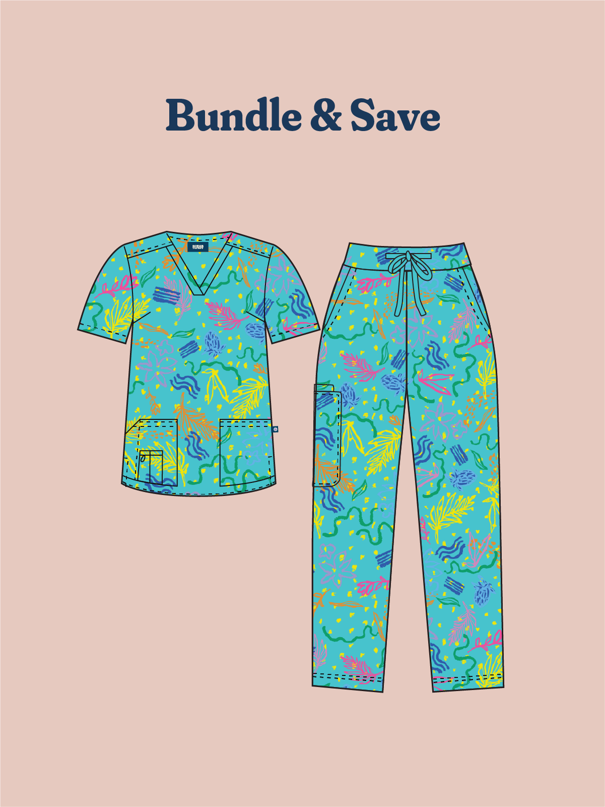 Rock Pool - Unisex Printed Scrub Pants (PRE-ORDER)