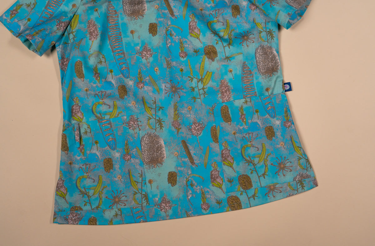 Banksia Adrift - Women's Printed Scrub Top