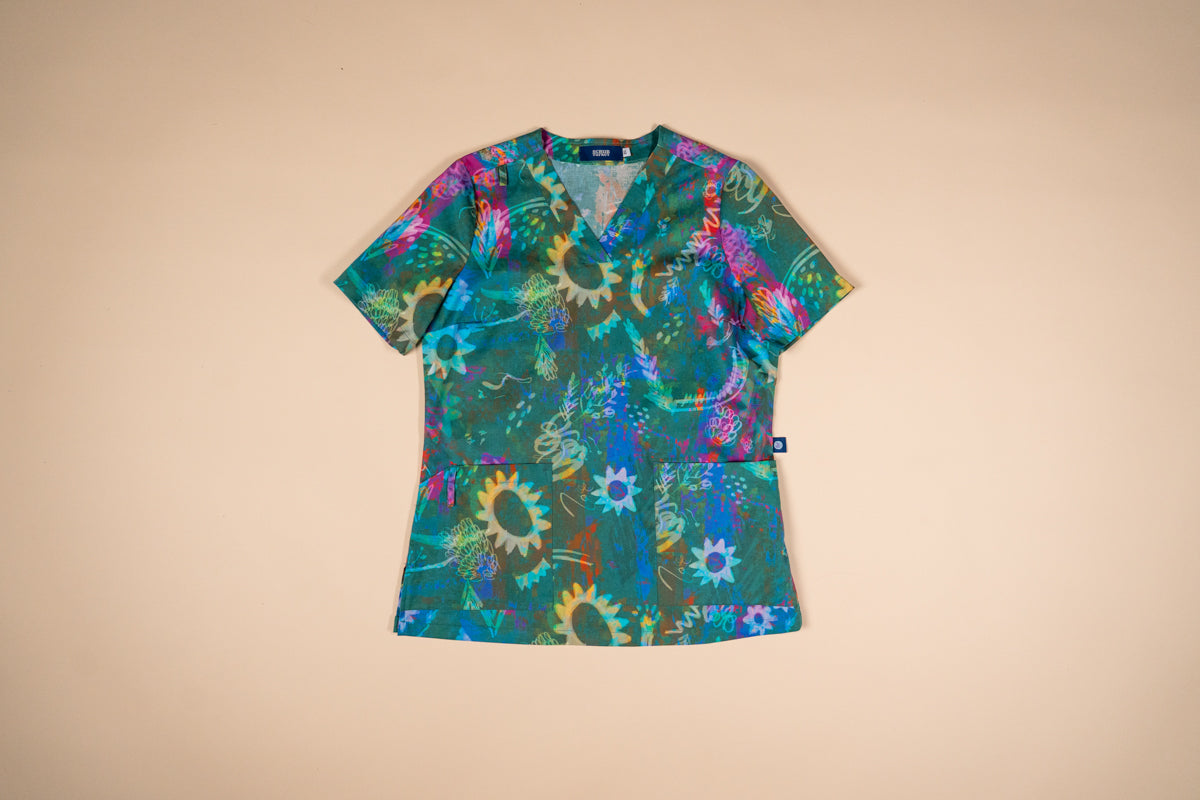 Daintree - Unisex Printed Scrub Top