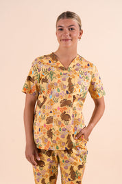 Easter Egg Hunt - Women's Premium Printed Scrub Top