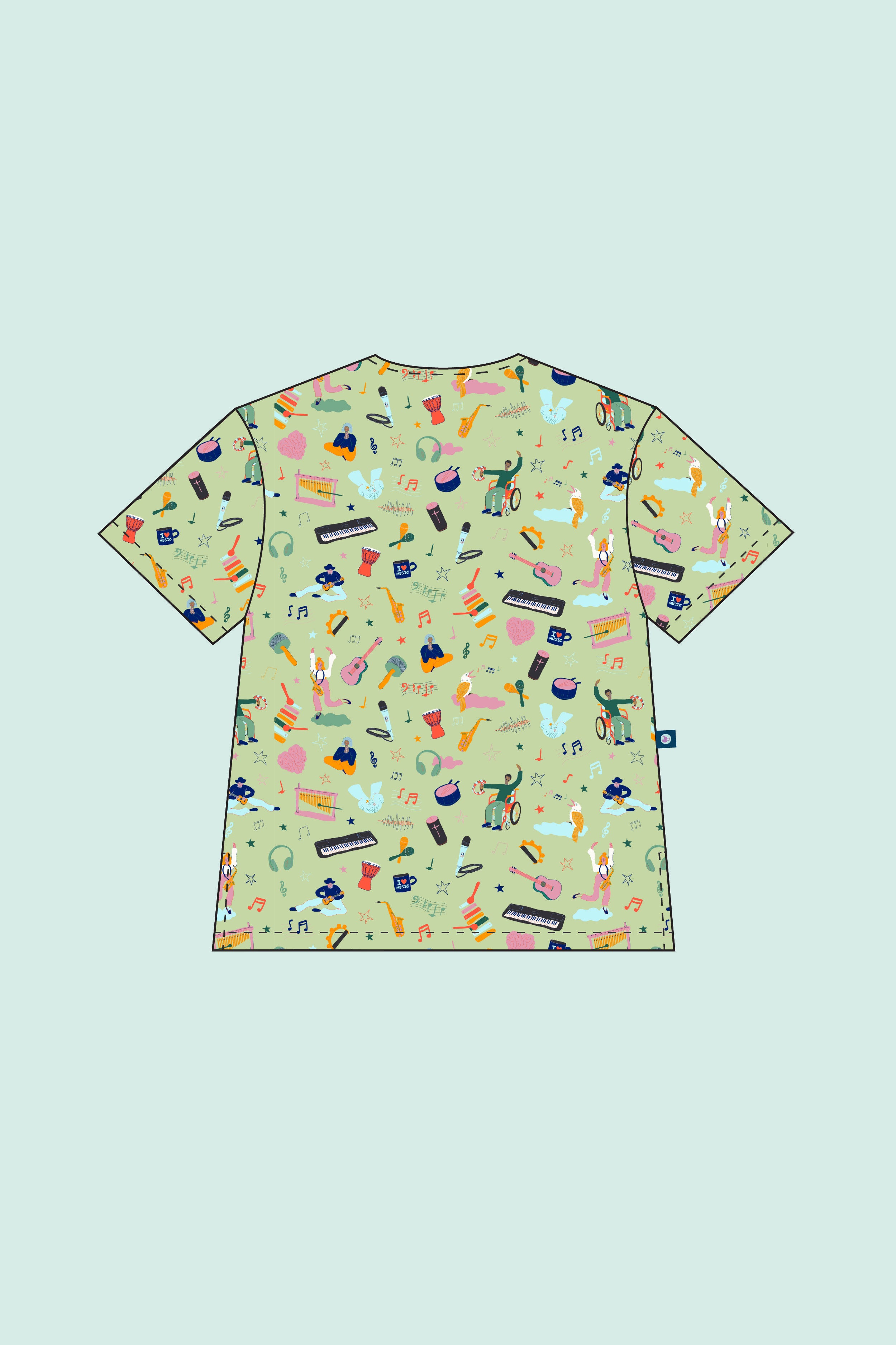 Music Therapy – Unisex Printed Scrub Top