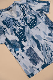 Ocean Scribbles  - Unisex Printed Scrub Top