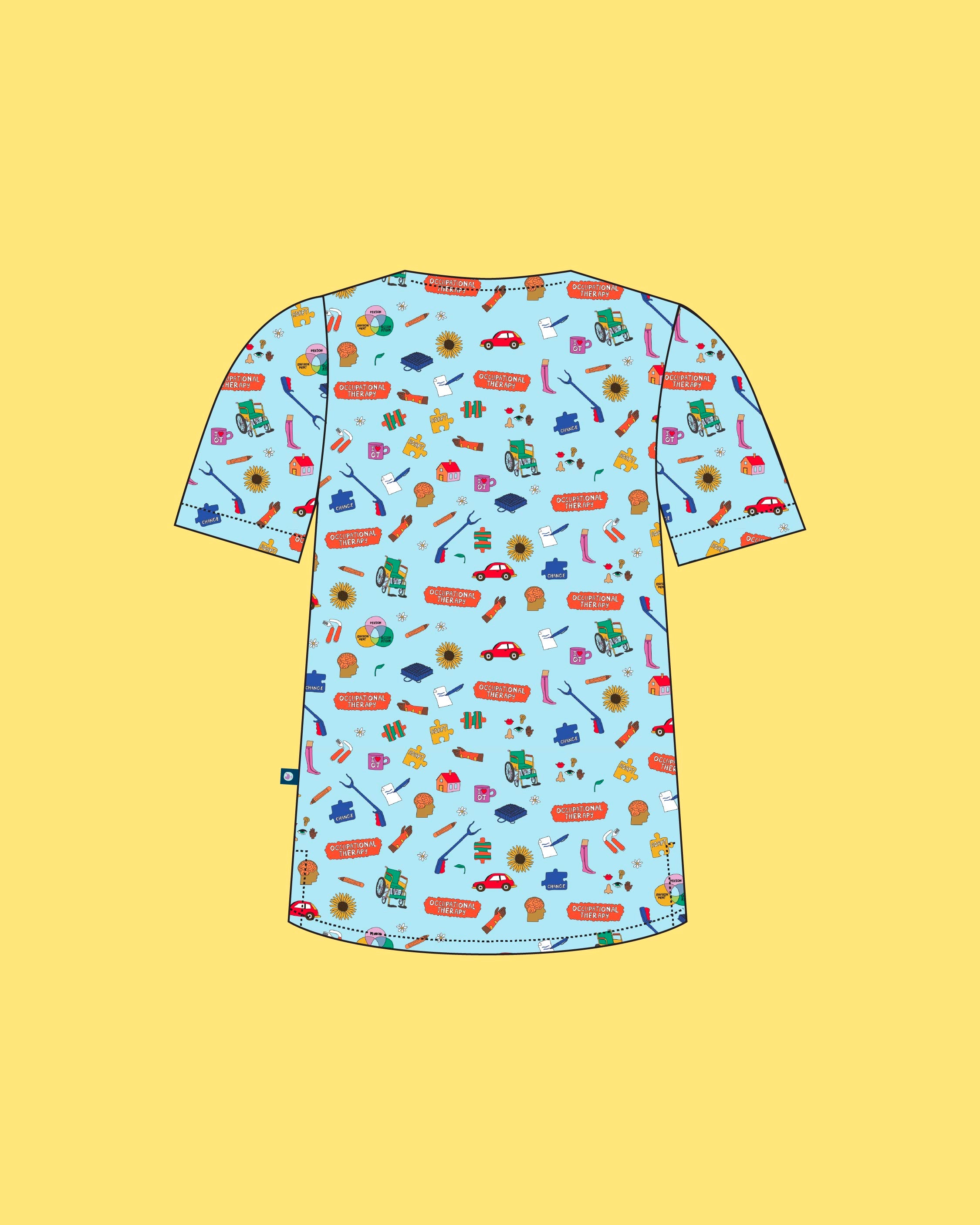 Pre-Order Occupational Therapist - Unisex Printed Scrub Top