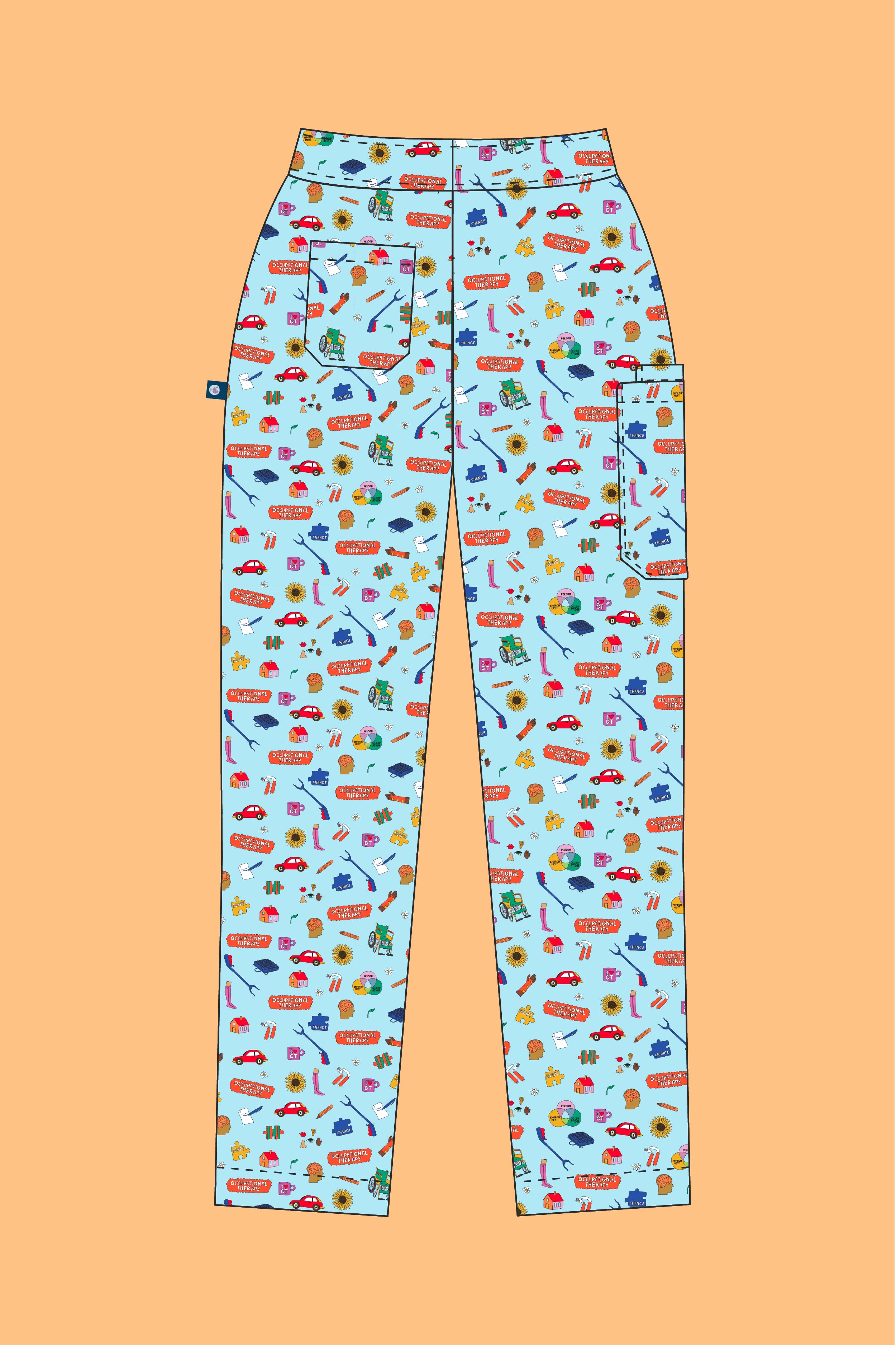 Pre Order Occupational Therapist - Womens Printed Scrub Pants