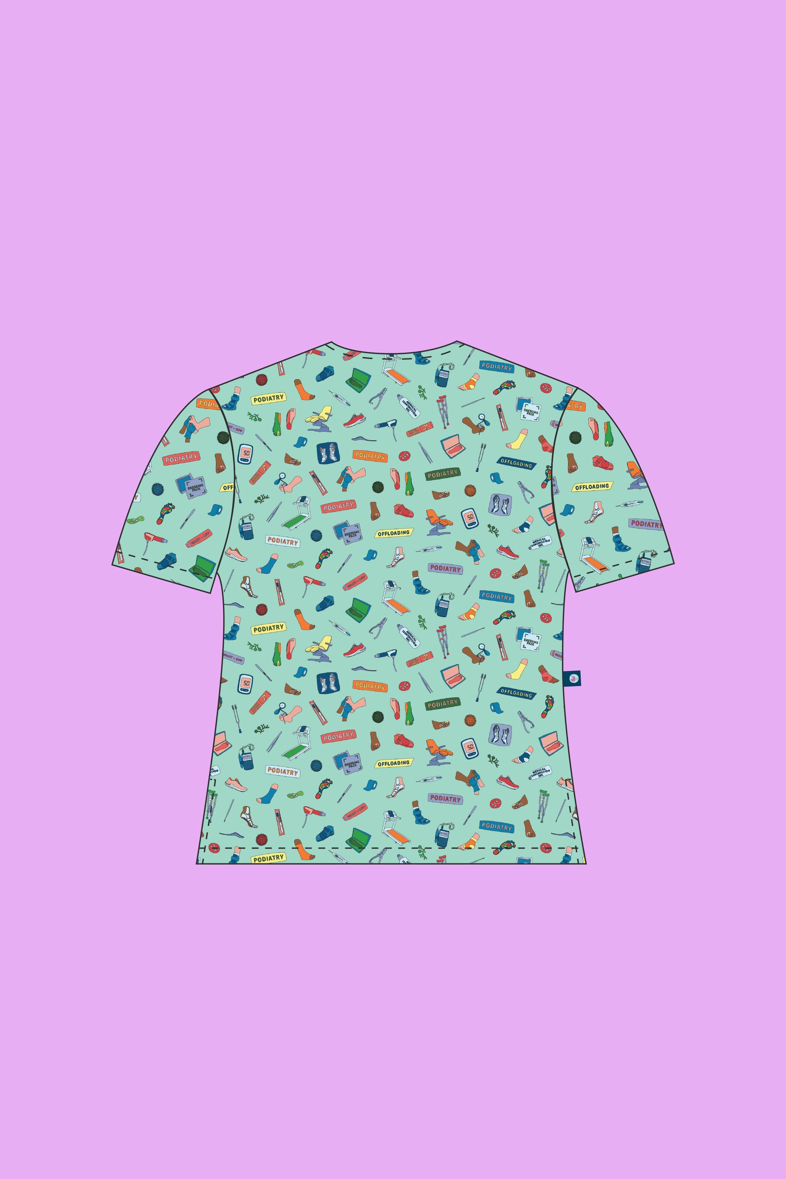 Podiatry - Womens Printed Scrub Top
