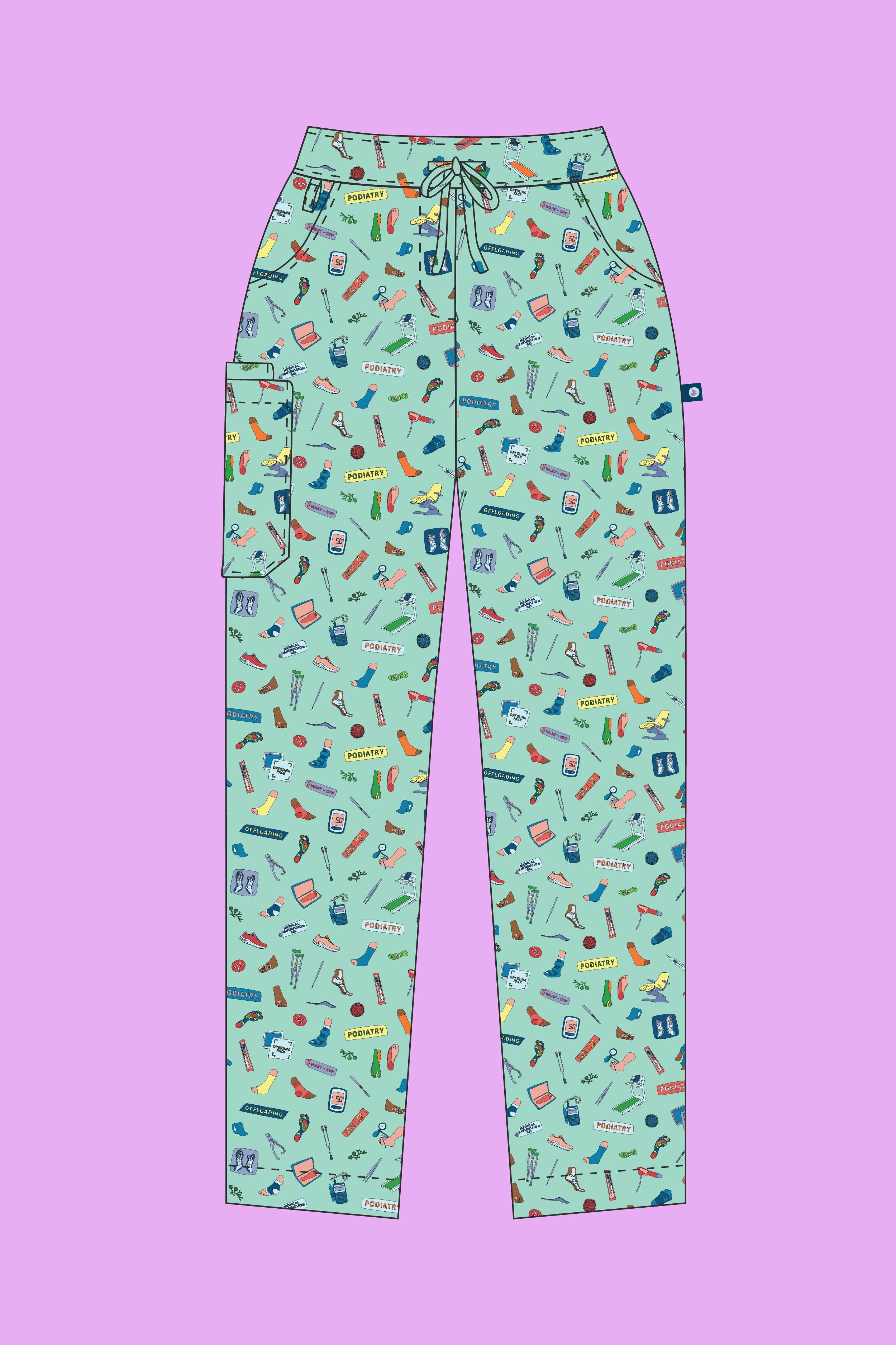 Podiatry - Womens Printed Scrub Pants