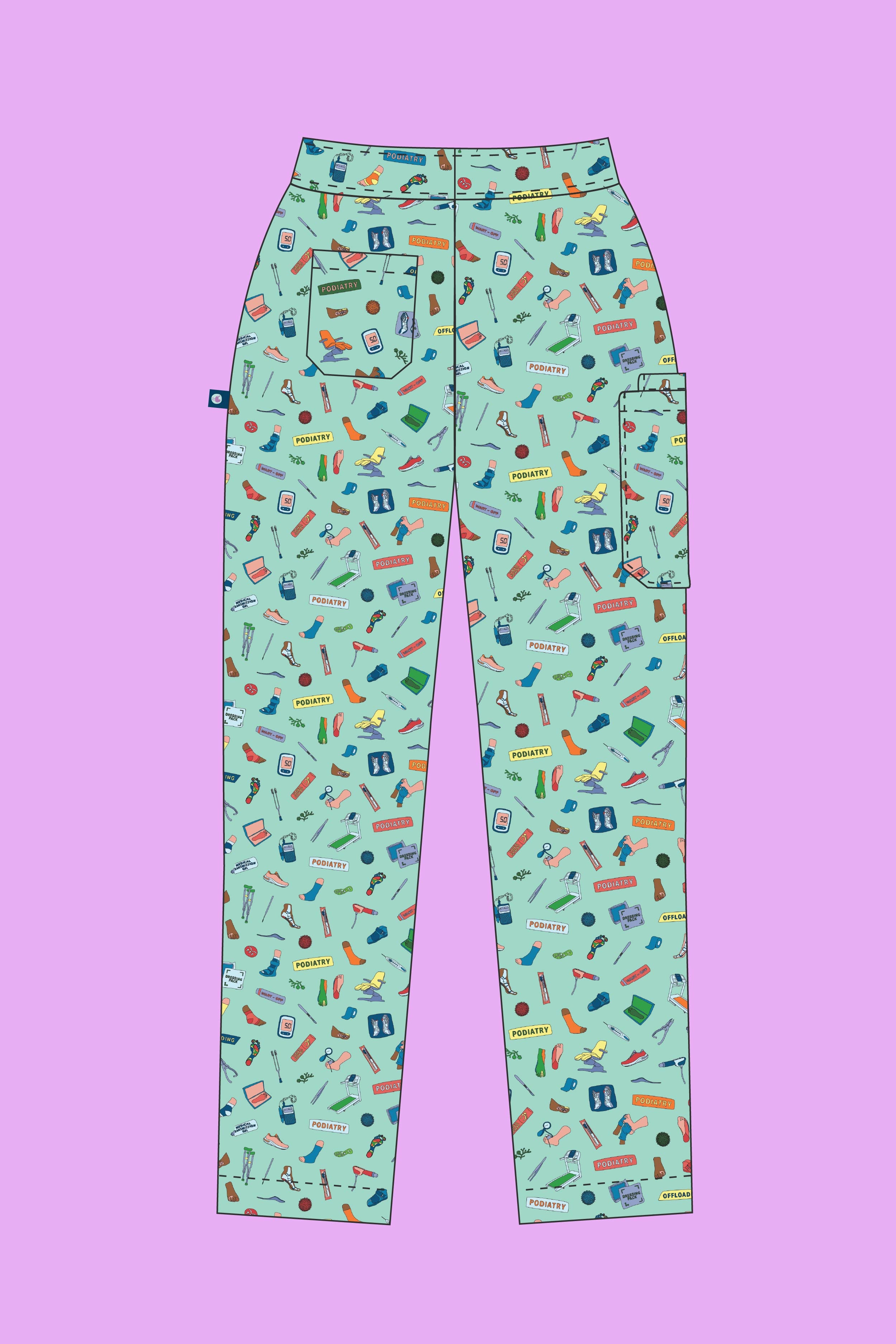 Podiatry - Womens Printed Scrub Pants