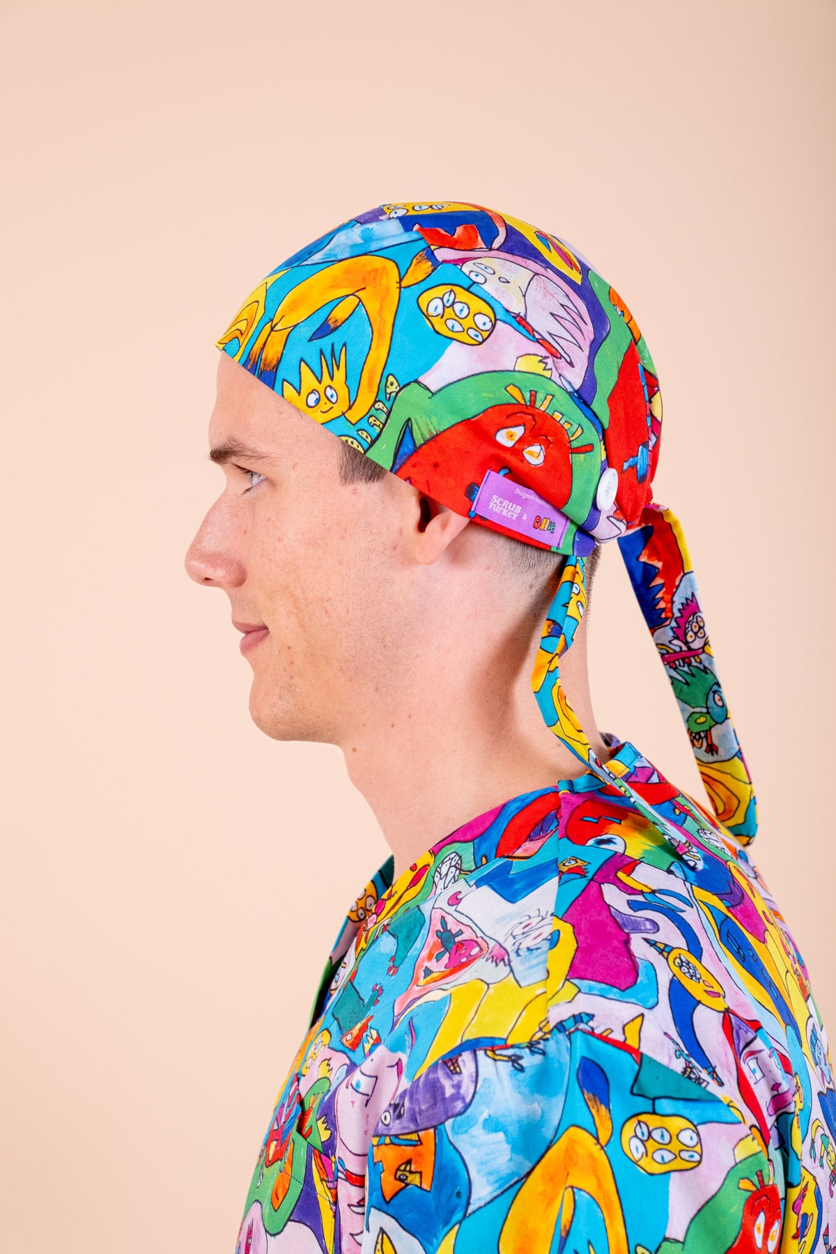 Monster Mash Printed Scrub Cap – Scrub Turkey - Main Image