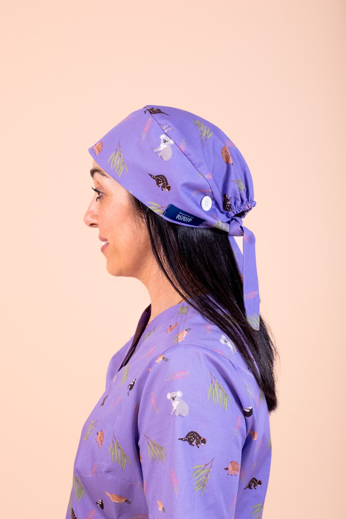 Bush Friends - Printed Scrub Cap - Lilac