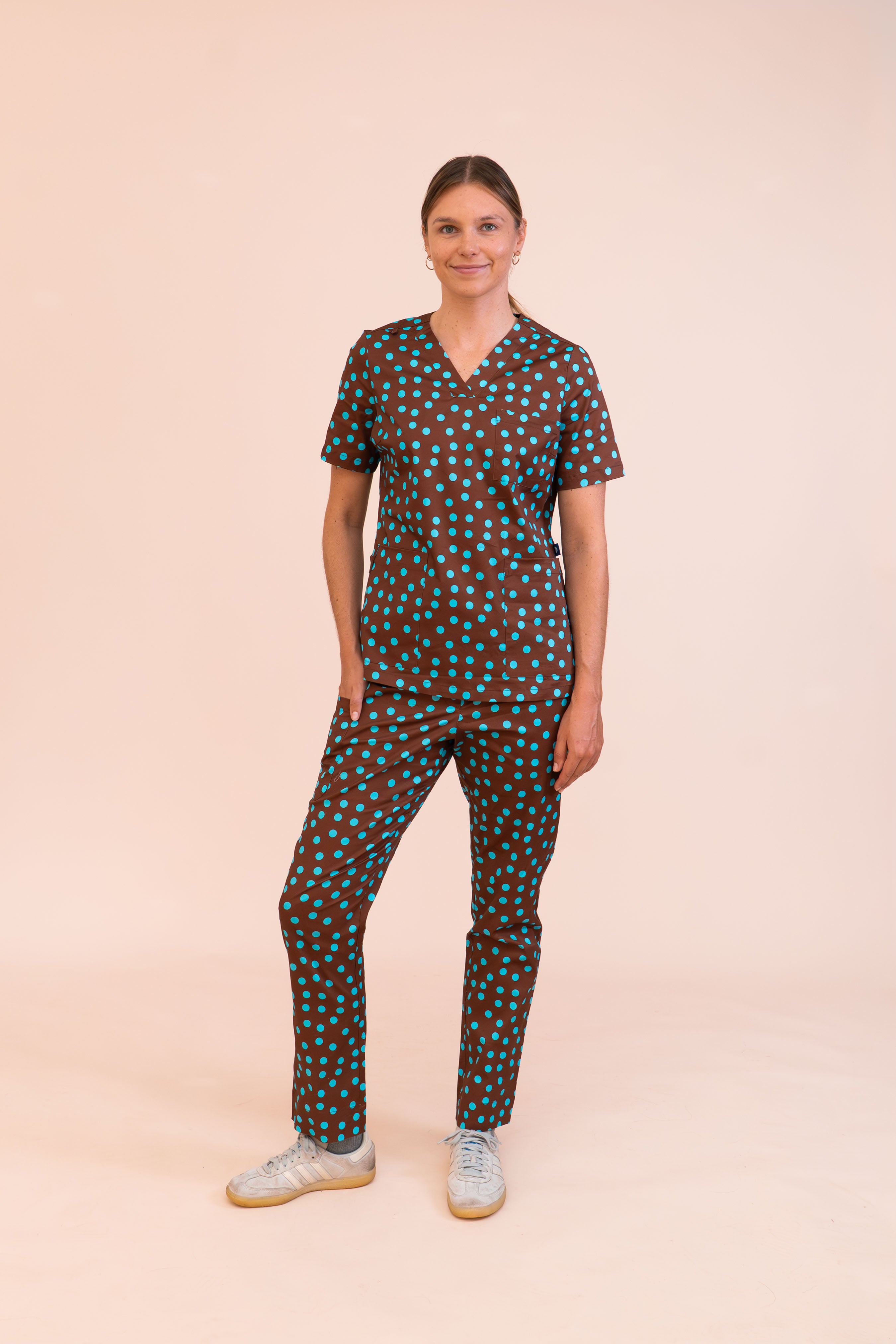 Polka Dots - Women's Premium Printed Scrub Top