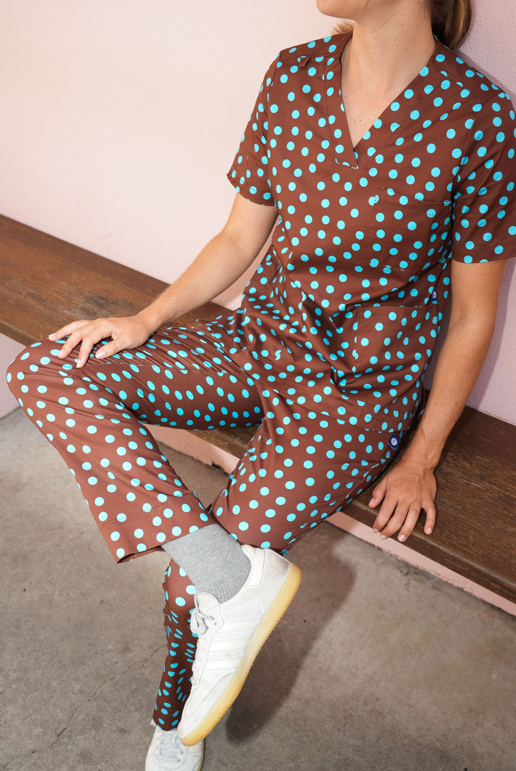 Polka Dots - Women's Premium Printed Scrub Pants