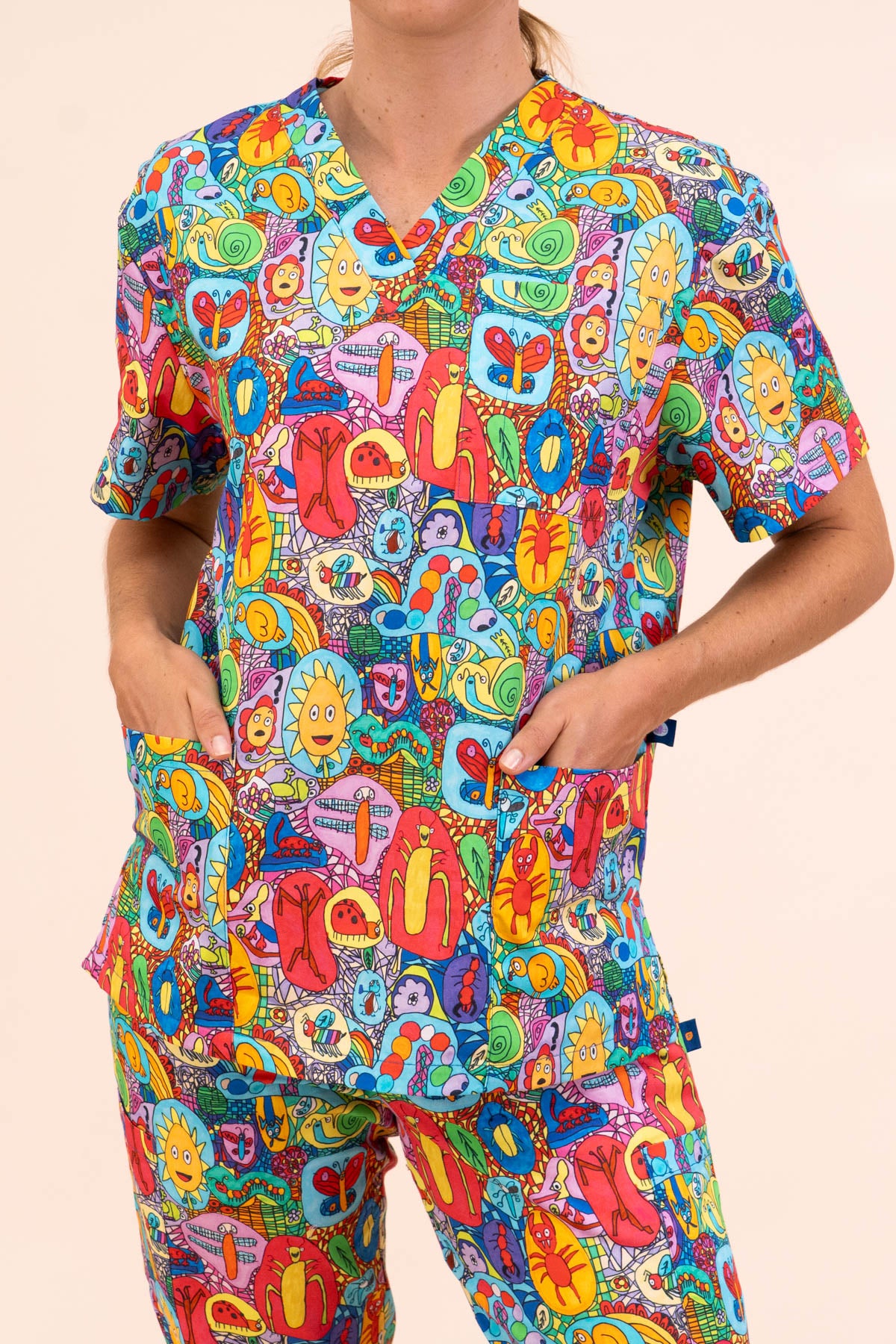 Ollie's Bugs - Unisex Printed Scrub Top
