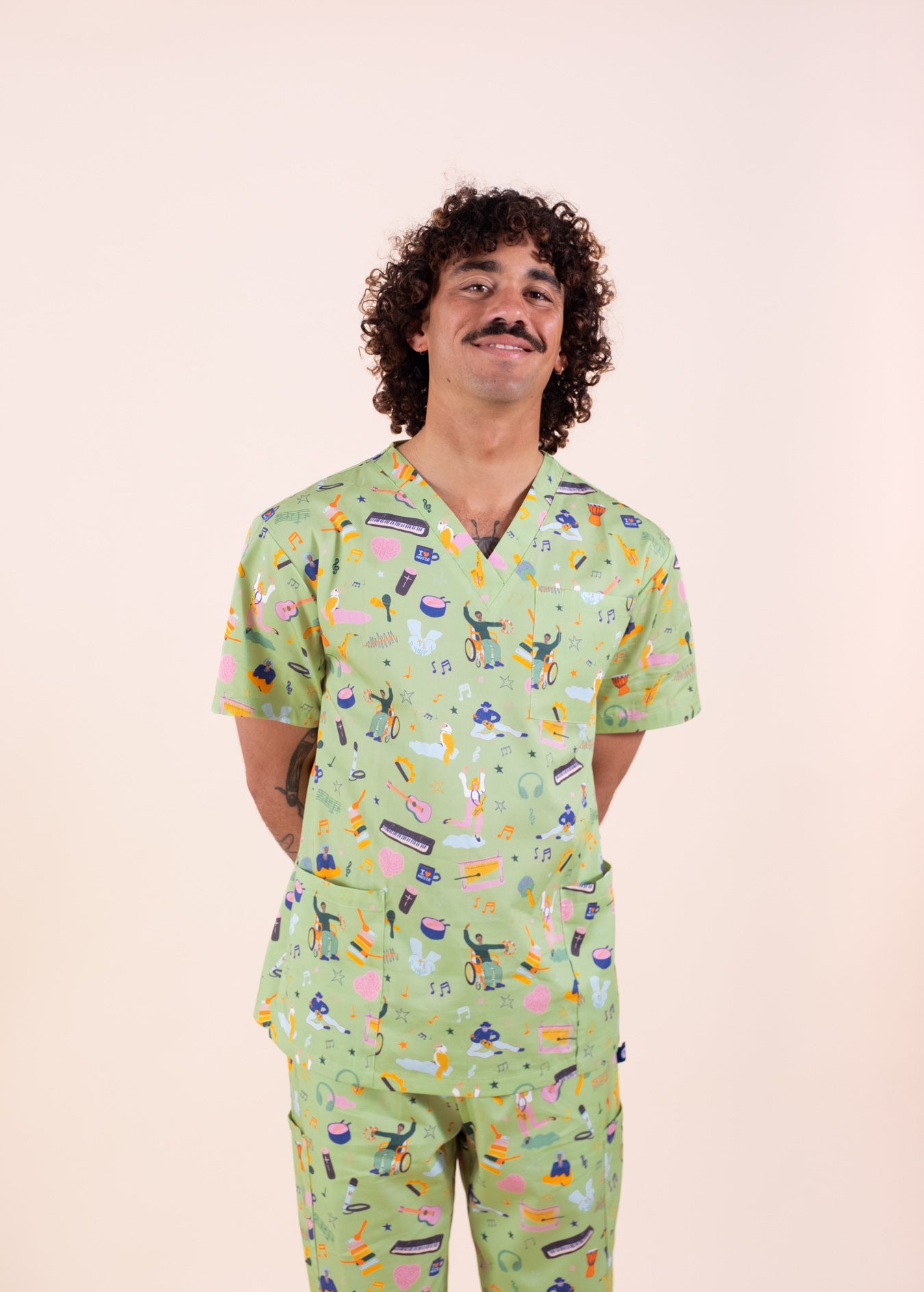 Music Therapy – Unisex Printed Scrub Top