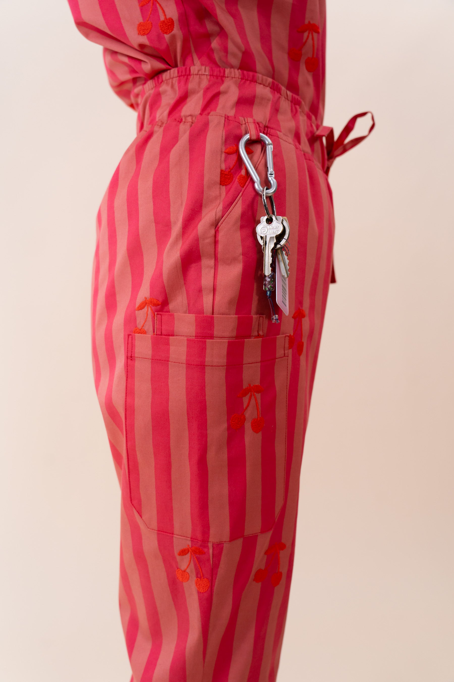 Cherry Stripe - Women's Printed Scrub Pants