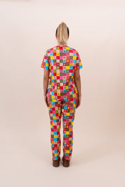 Christmas Checkers - Women's Printed Scrub Top