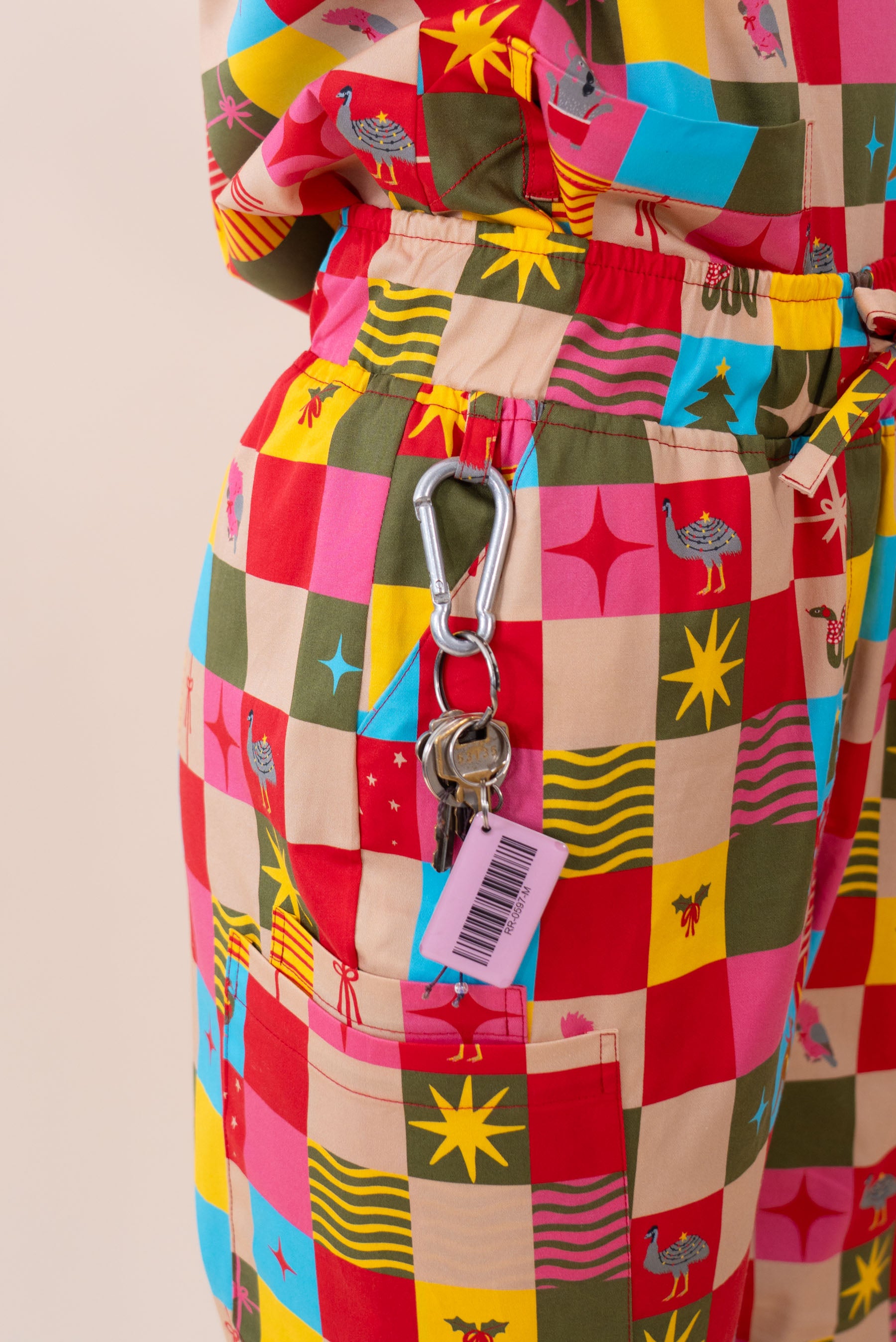 Christmas Checkers - Women's Printed Scrub Pants