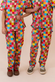 Christmas Checkers - Unisex Printed Scrub Pants