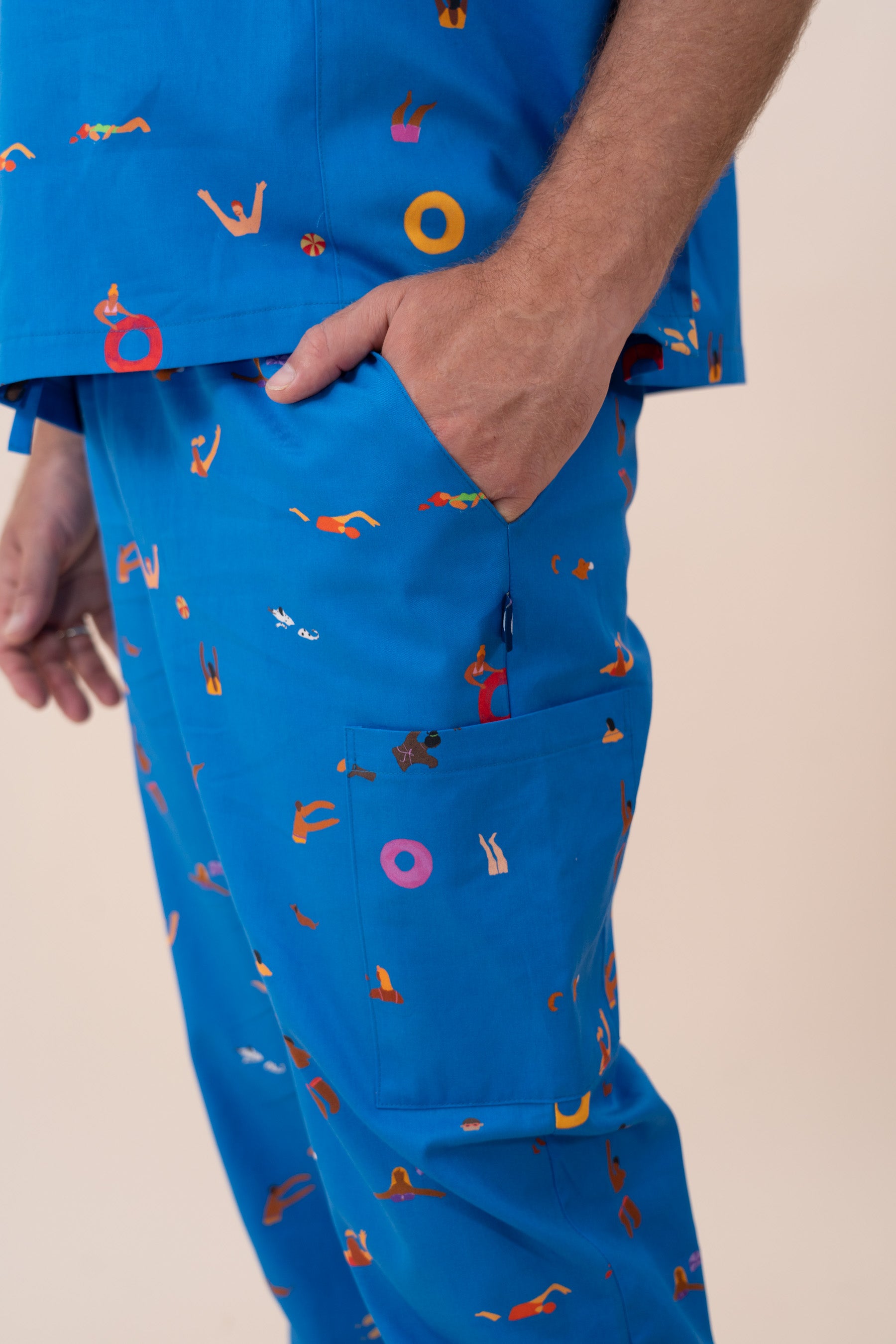 Summer Swims - Unisex Printed Scrub Pants