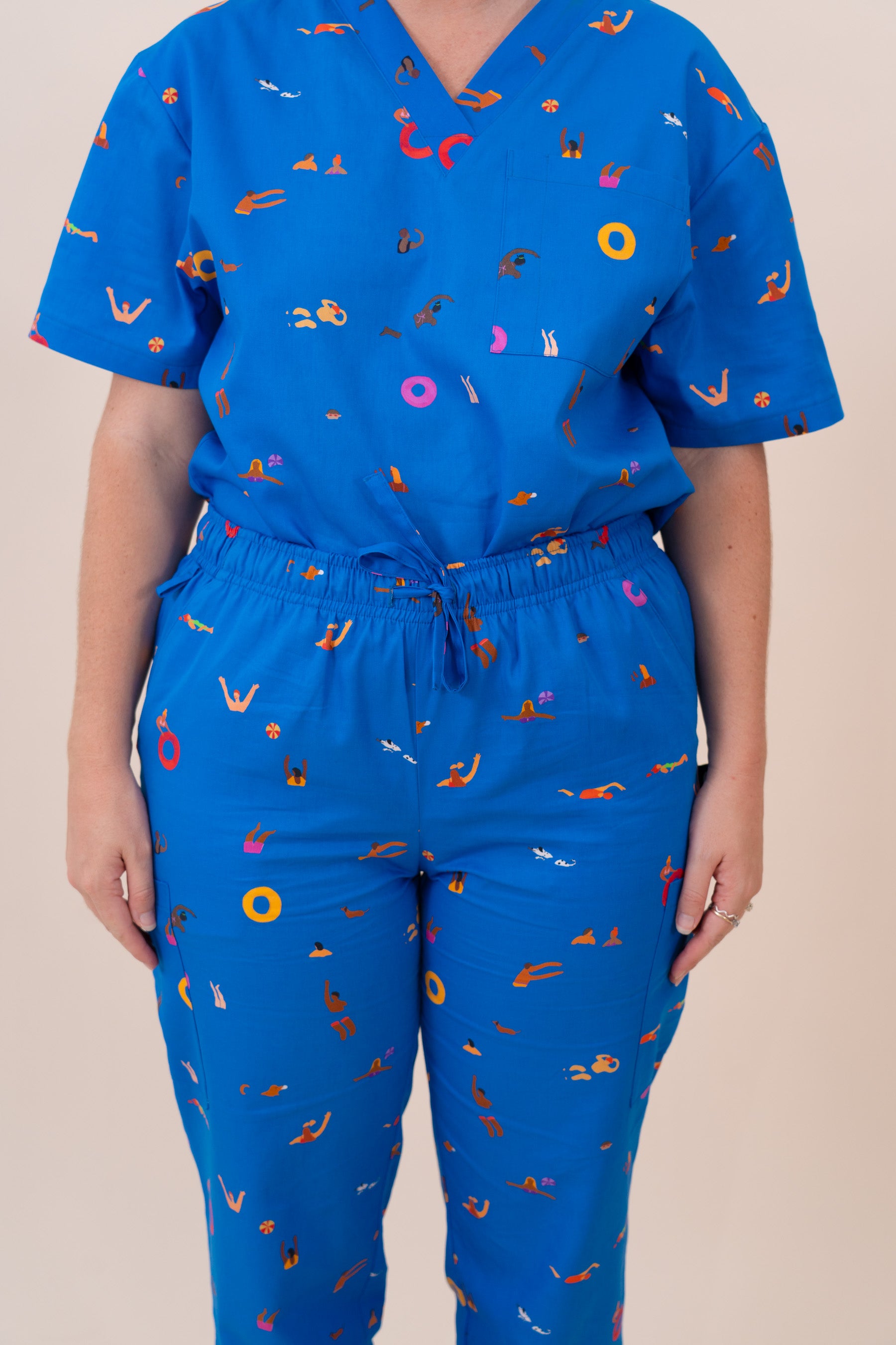 Summer Swims - Unisex Printed Scrub Pants
