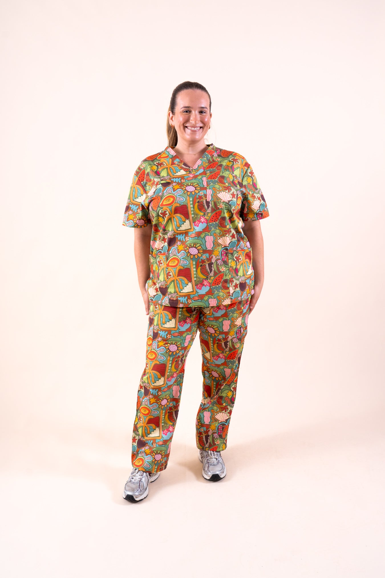 Tropical Splendour – Unisex Printed Scrub Top
