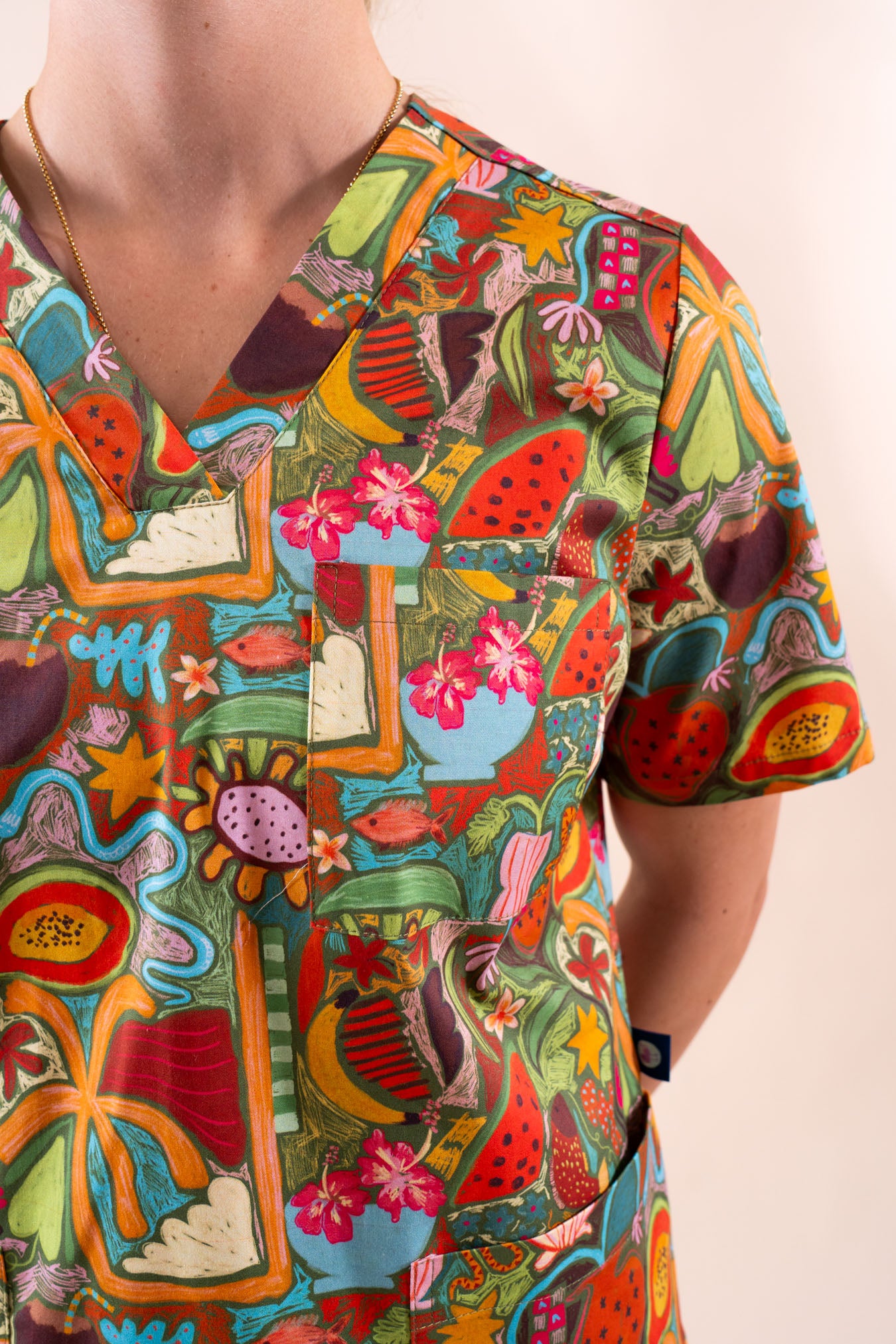 Tropical Splendour - Women's Premium Printed Scrub Top