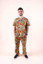 Tropical Splendour – Unisex Printed Scrub Top