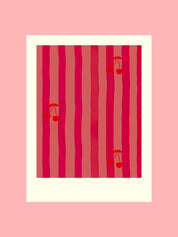 Cherry Stripe - Women's Printed Scrub Top