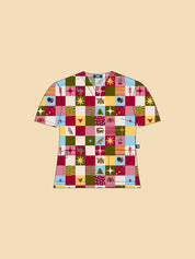 Christmas Checkers - Women's Printed Scrub Top
