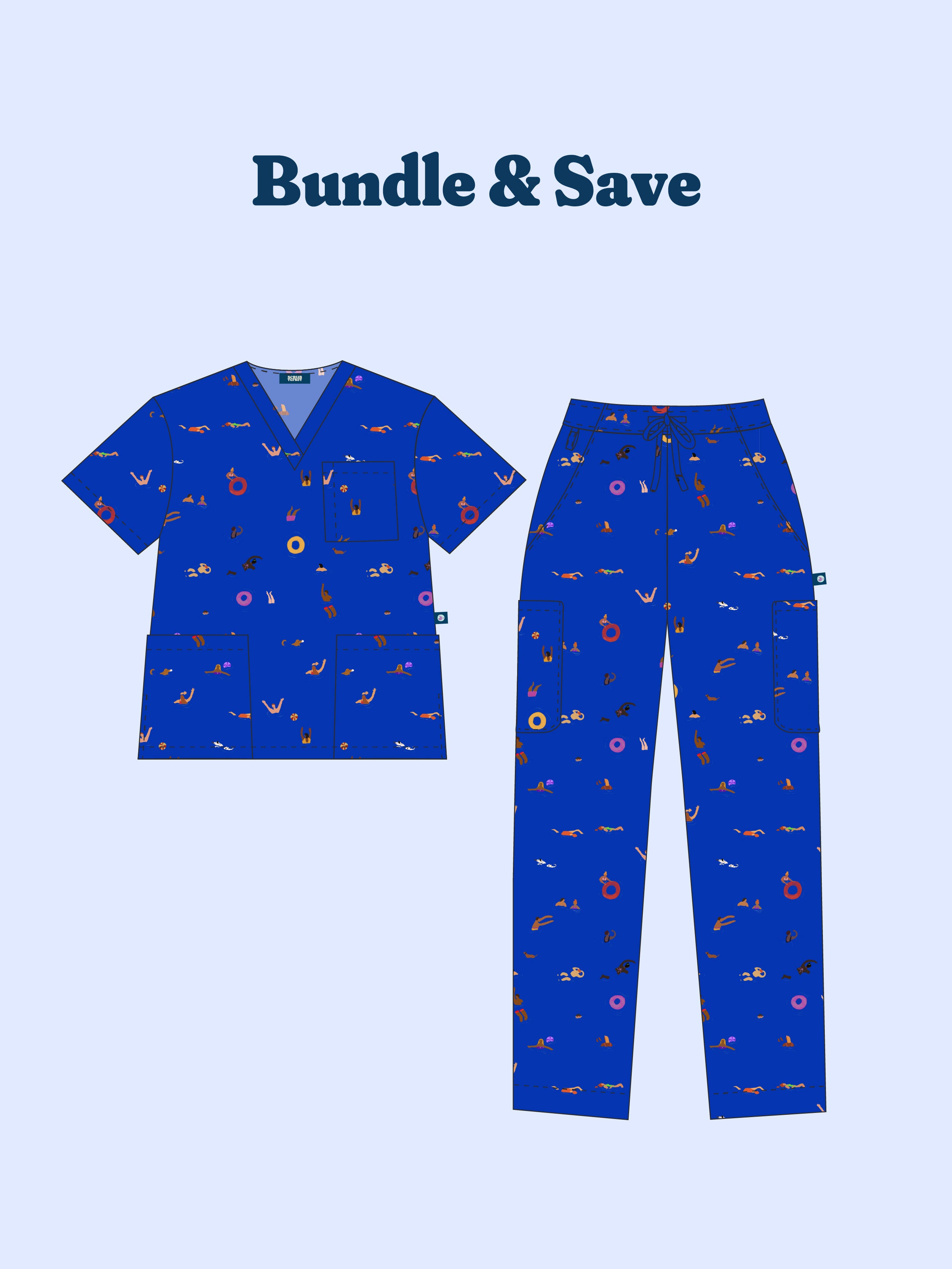 Summer Swims - Unisex Printed Scrub Top