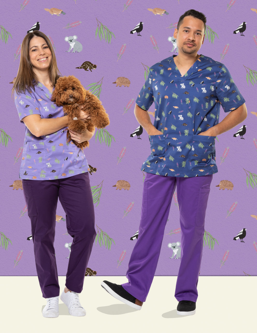 Bush Friends Lilac - Unisex Printed Scrub Top