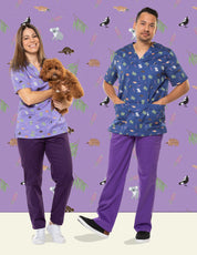 Bush Friends Lilac - Unisex Printed Scrub Top