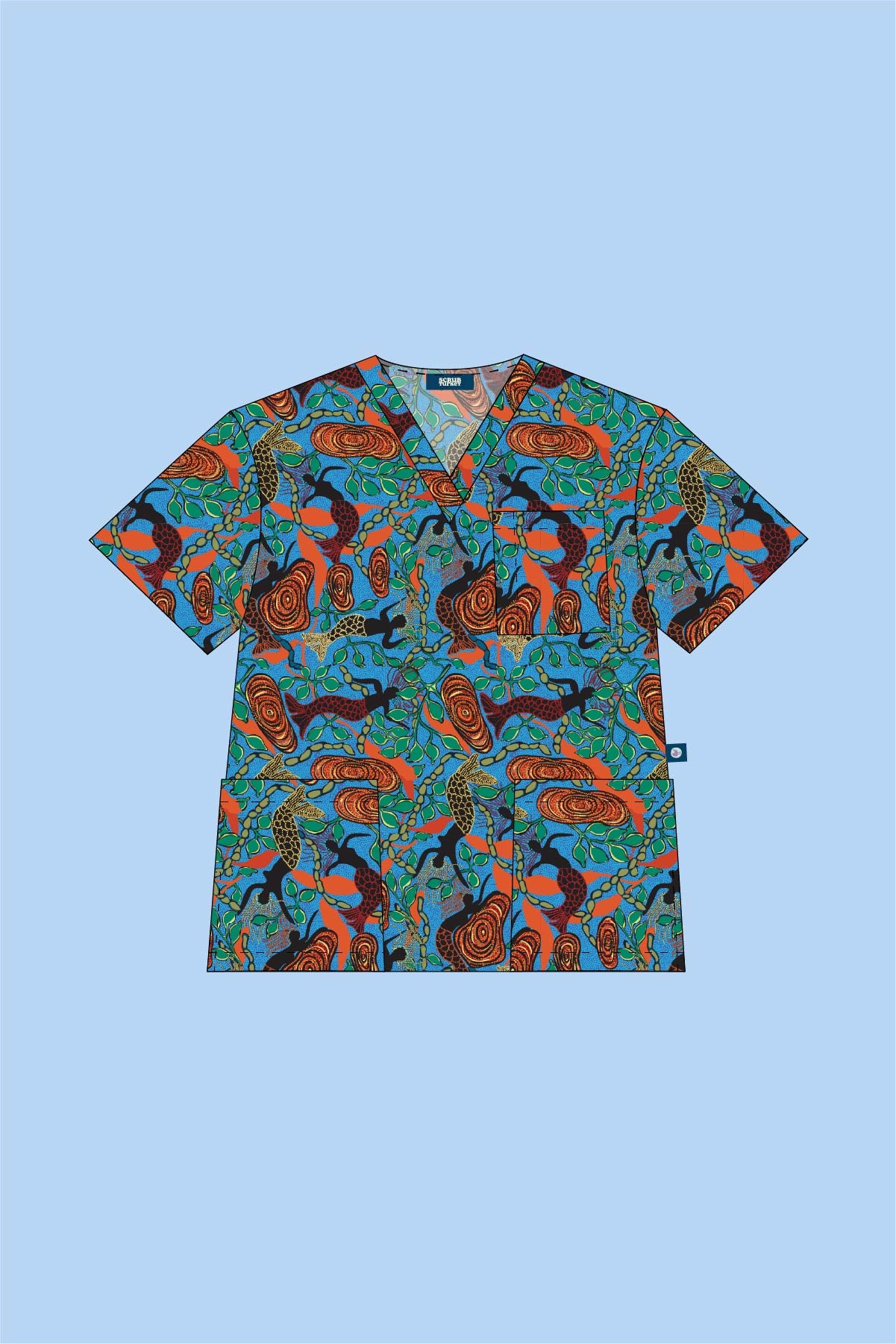 Pre-Order Five Islands - Unisex Printed Scrub Top