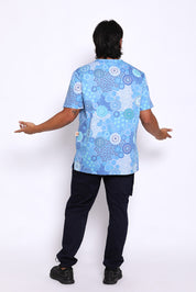 Daisy in Dots Seaside Healing - Bay Blues - Unisex Printed Scrub Top
