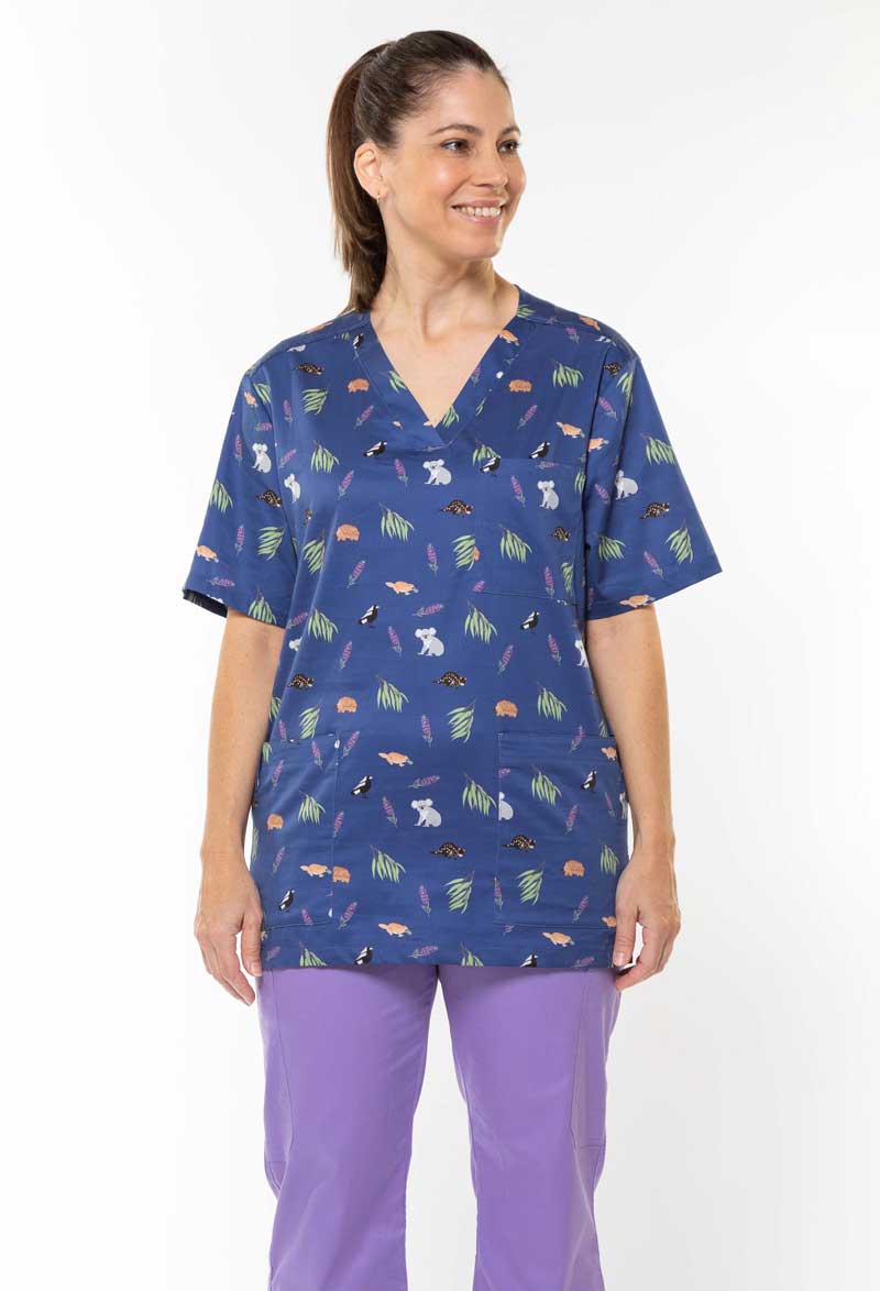 Bush Friends - Midnight - Unisex Printed Scrub Top